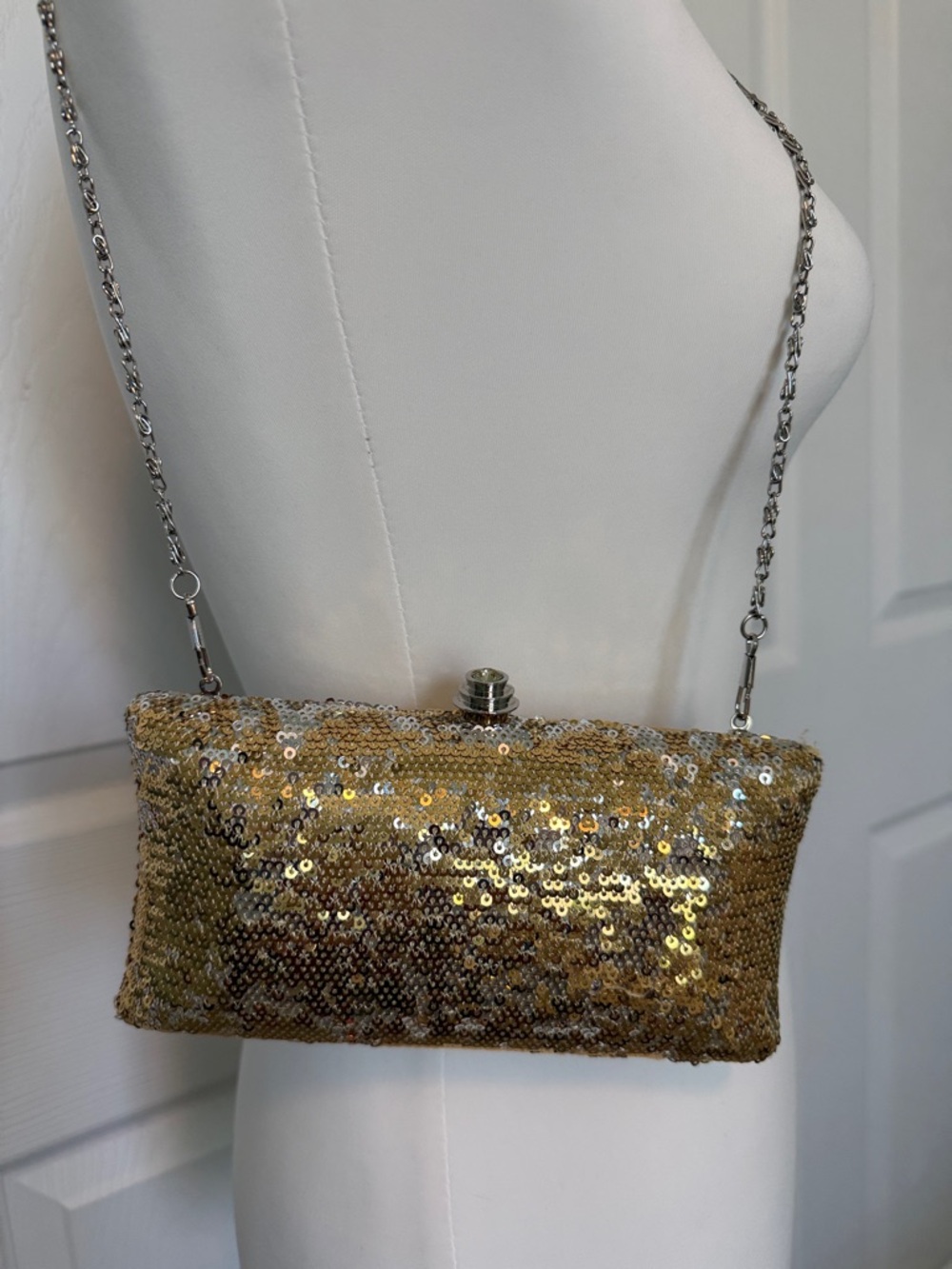 Boho Y2K Metallic Gold Sequin Clutch Shoulder purse festival evening bag wedding